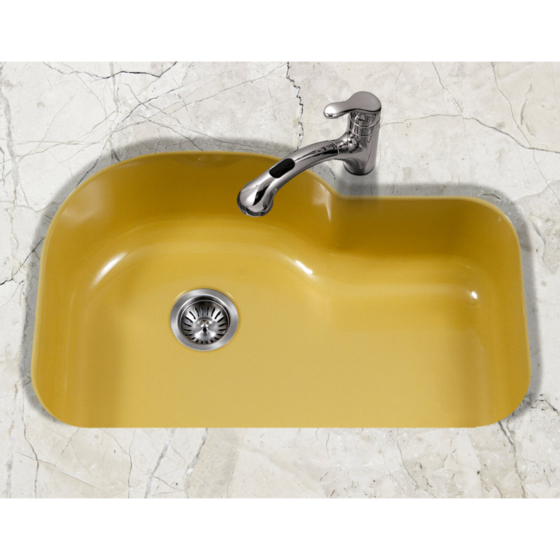 Houzer Porcela 31 26 L X 20 67 W Porcelain Enamel Offset Undermount Kitchen Sink Reviews Wayfair