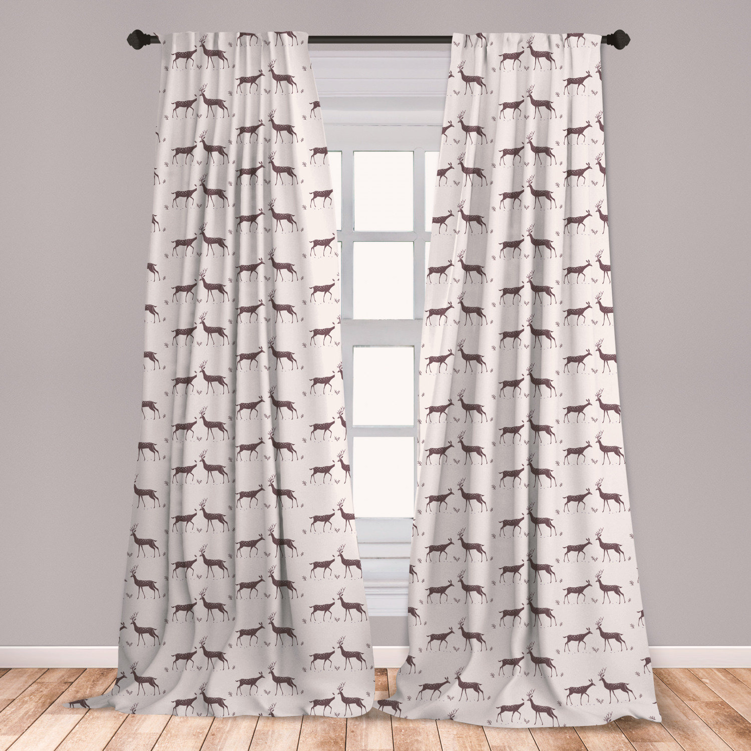 East Urban Home Deer Room Darkening Rod Pocket Curtain Panels