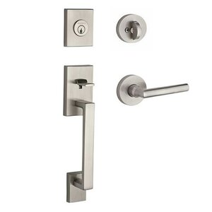 La Jolla Single Cylinder Handleset with Tube Door Lever Contemporary Round Rose