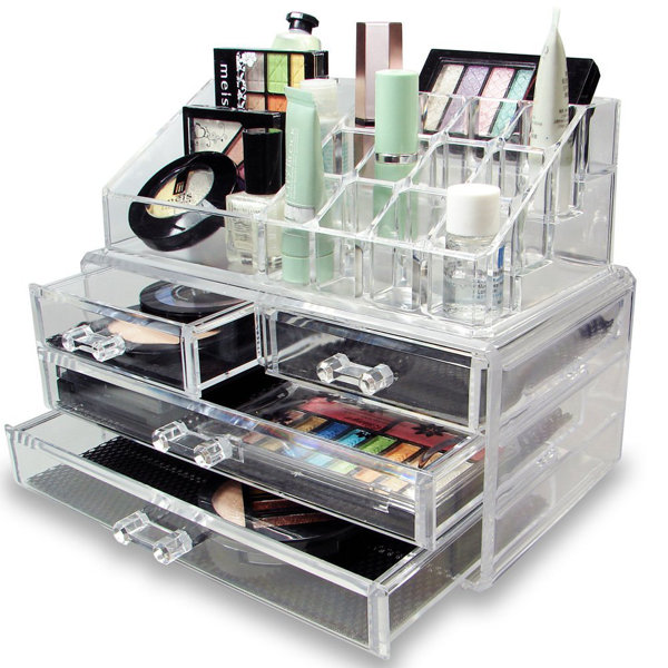 clear makeup organizer set