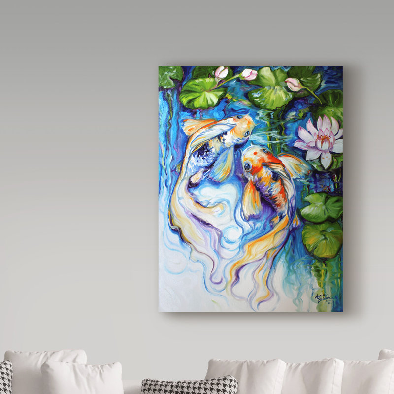 Trademark Art Koi Koi And Lily Acrylic Painting Print On Wrapped
