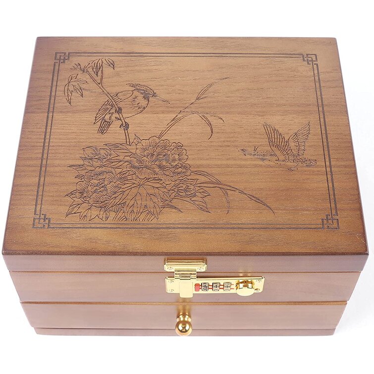 New Retro Vintage Golden Style Flower Wooden Small Jewelry Storage Box Case UK