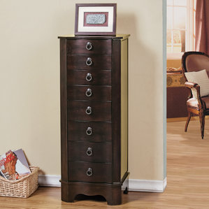 7 Drawer Jewelry Armoire with Flip Top Mirror by CTE Trading