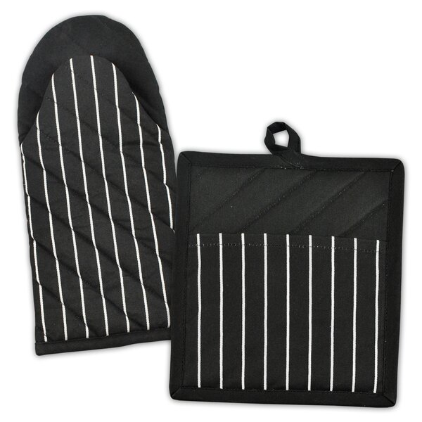 Striped 2 Piece Oven Mitt and Potholder Set by Design Imports