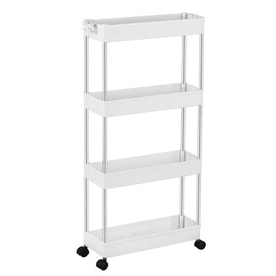Mobile Rolling Utility Cart SPACEKEEPER Size: 34" H x 15.75" W x 5.1" D, Color: White