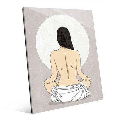 'Sun Meditation Gray' Graphic Art on Glass Click Wall Art Size: 24
