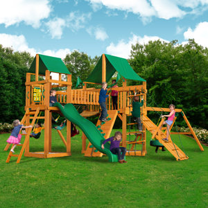 Pioneer Peak with Amber Posts and Canopy Cedar Swing Set