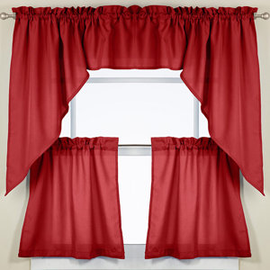 Ribcord Solid Semi-Sheer Curtain Panels (Set of 2)