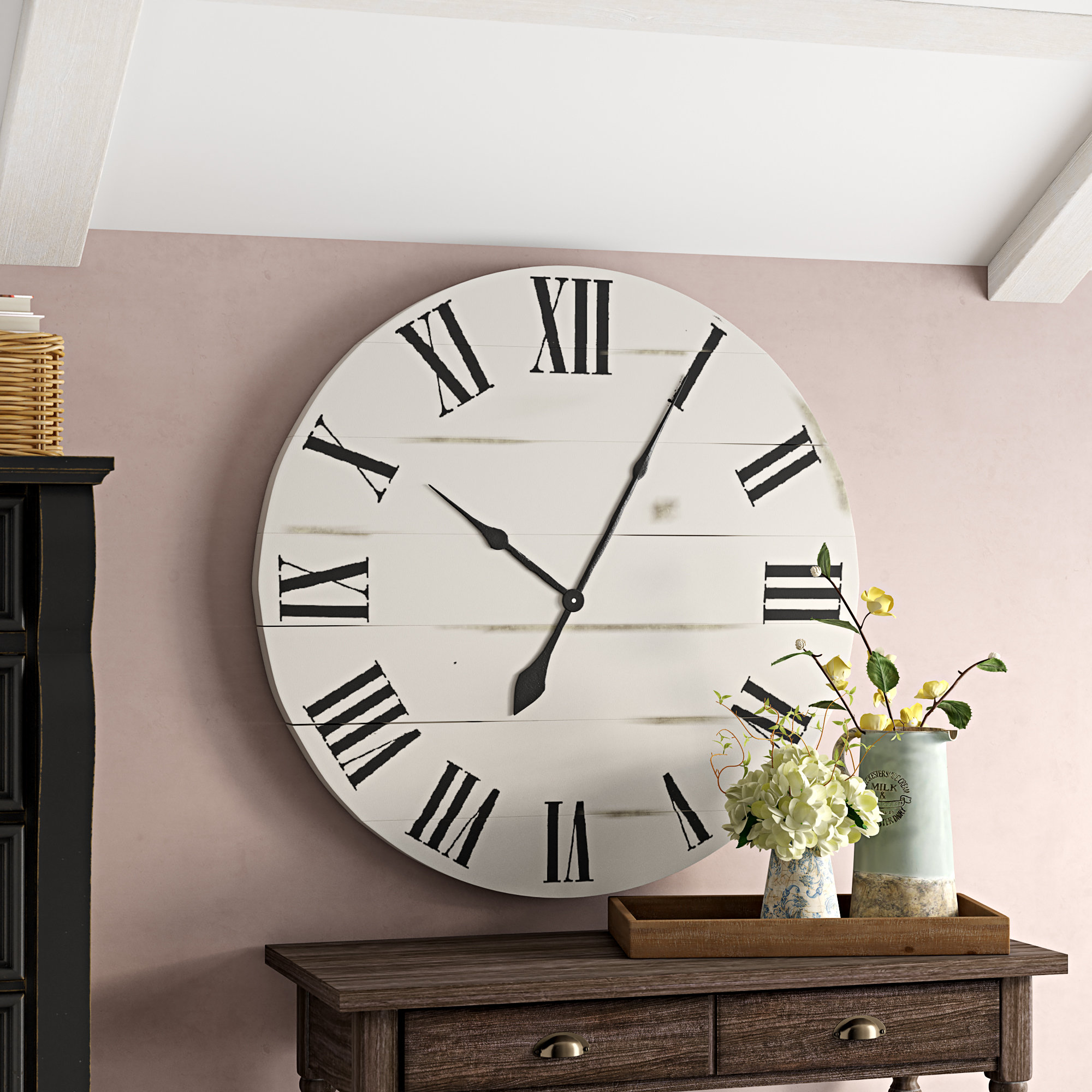 Laurel Foundry Modern Farmhouse Bovee Oversized Wall Clock Reviews Wayfair