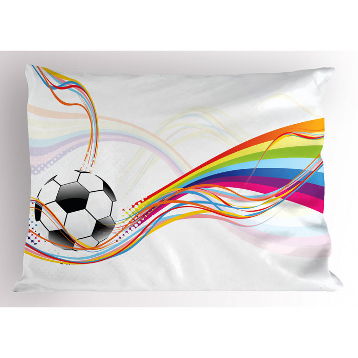 East Urban Home Ambesonne Soccer Pillow Sham Rainbow Patterned