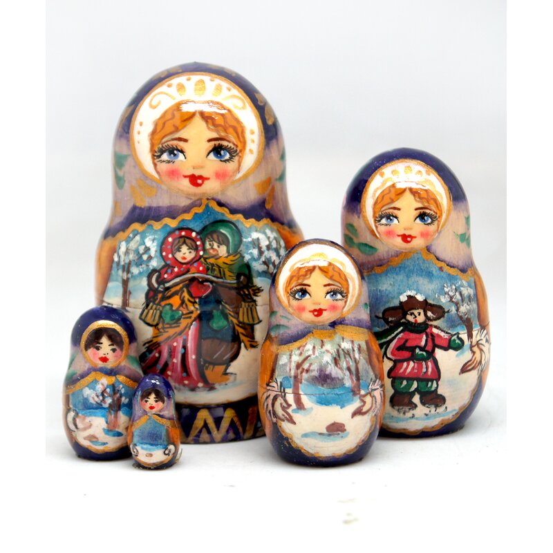 Matryoshka #3409 BURGUNDY 10 pcs Russian Nesting Doll 