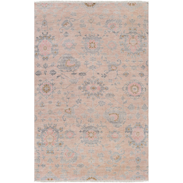 Casco Floral Hand Knotted Beige/Pale Pink Area Rug by Bungalow Rose