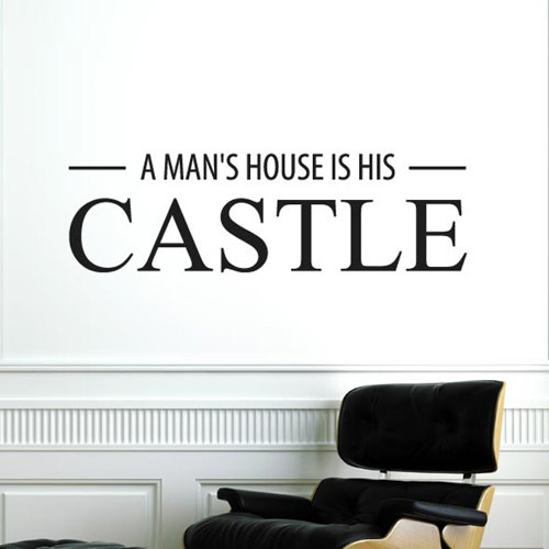 A Mans House Is His Castle Wall Sticker Happy Larry Colour: Dark Blue