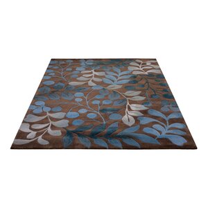 Brittni Hand-Tufted Mocha/Blue Area Rug