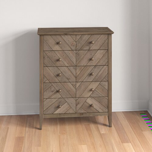 Three Posts Teen Kidsgrove Reclaimed Pine 5 Drawer Dresser