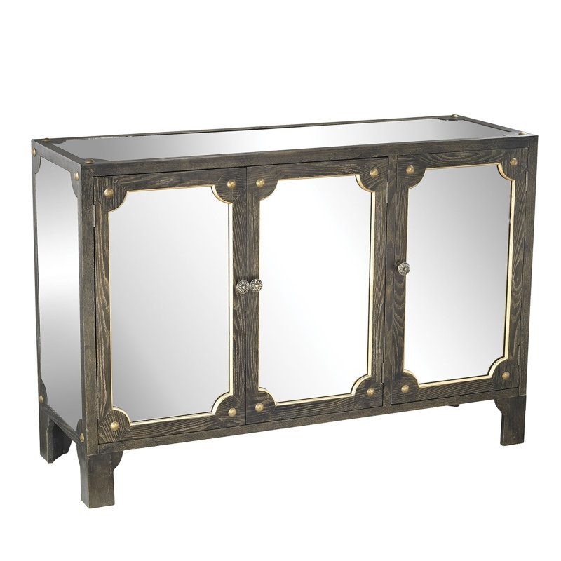 Shirley Mirrored 3 Door Accent cabinet