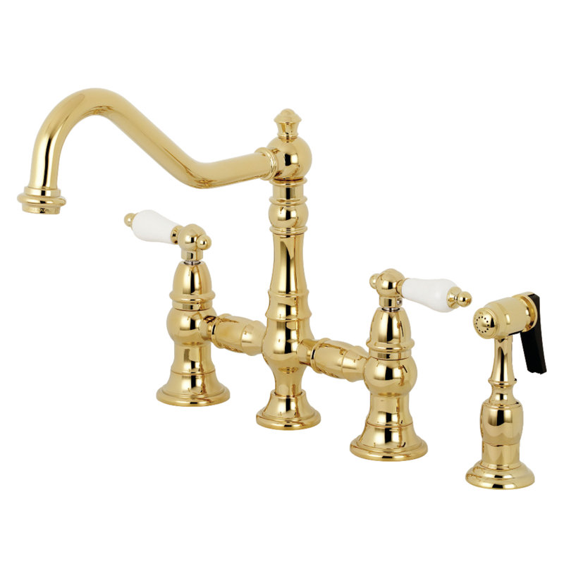 Kingston Brass Restoration Bridge Double Handle Kitchen Faucet