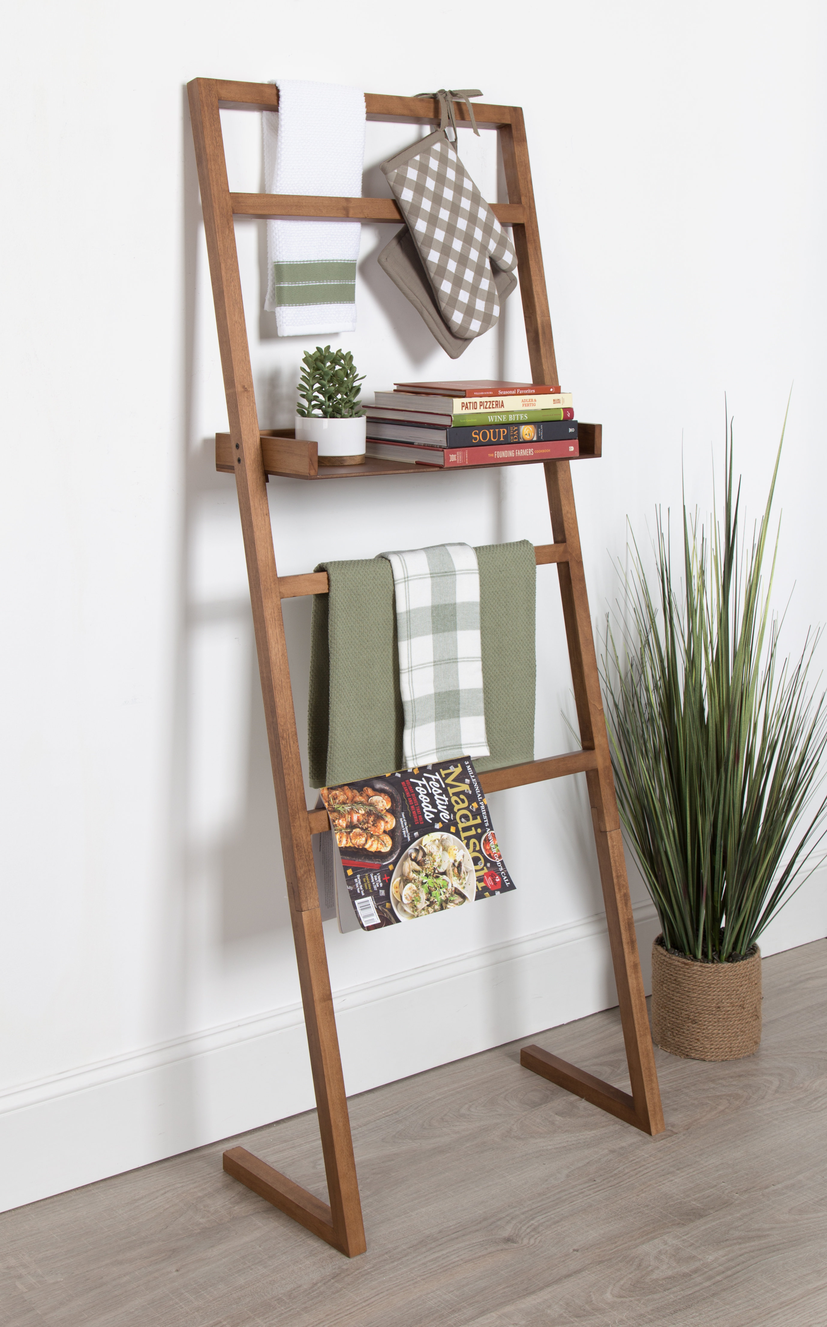 Latitude Run Mcgonigal Decorative Modern Wooden Leaner Ladder Wall