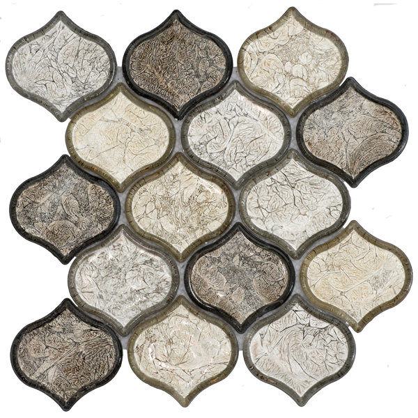 Peach 12 x 10 Glass Mosaic Tile in Champagne by Byzantin Mosaic