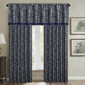 Pokanoket Paisley Semi-Sheer Rod Pocket Curtain Panels (Set of 2)
