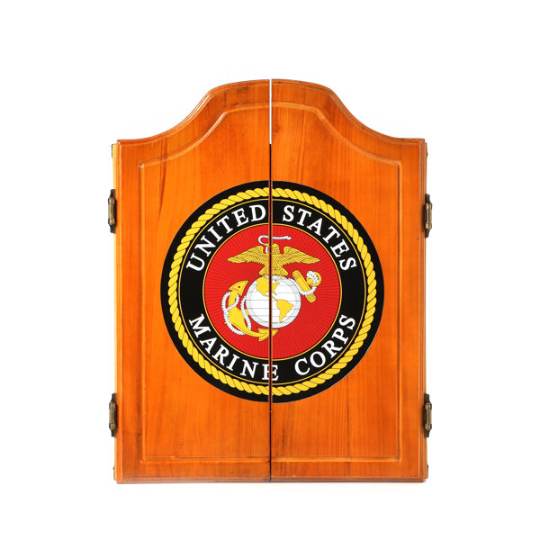 United States Marine Corps Wood Dart Cabinet Set by Trademark Global