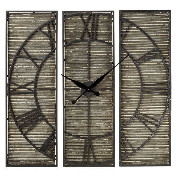 Oversized Albinson Corrugated Galvanized Panel 3 Piece Wall Clock Set by Gracie Oaks| @ $196.99