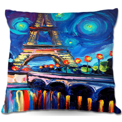East Urban Home Couch Seine Paris France Eiffel Tower Throw Pillow