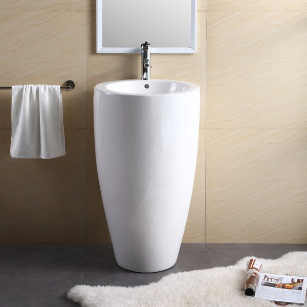 Vitreous China 20 Pedestal Bathroom Sink with Overflow by Fine Fixtures