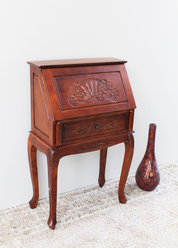 Small Secretary Desks You Ll Love Wayfair Windsor Hand Carved Wood Secretary Desk