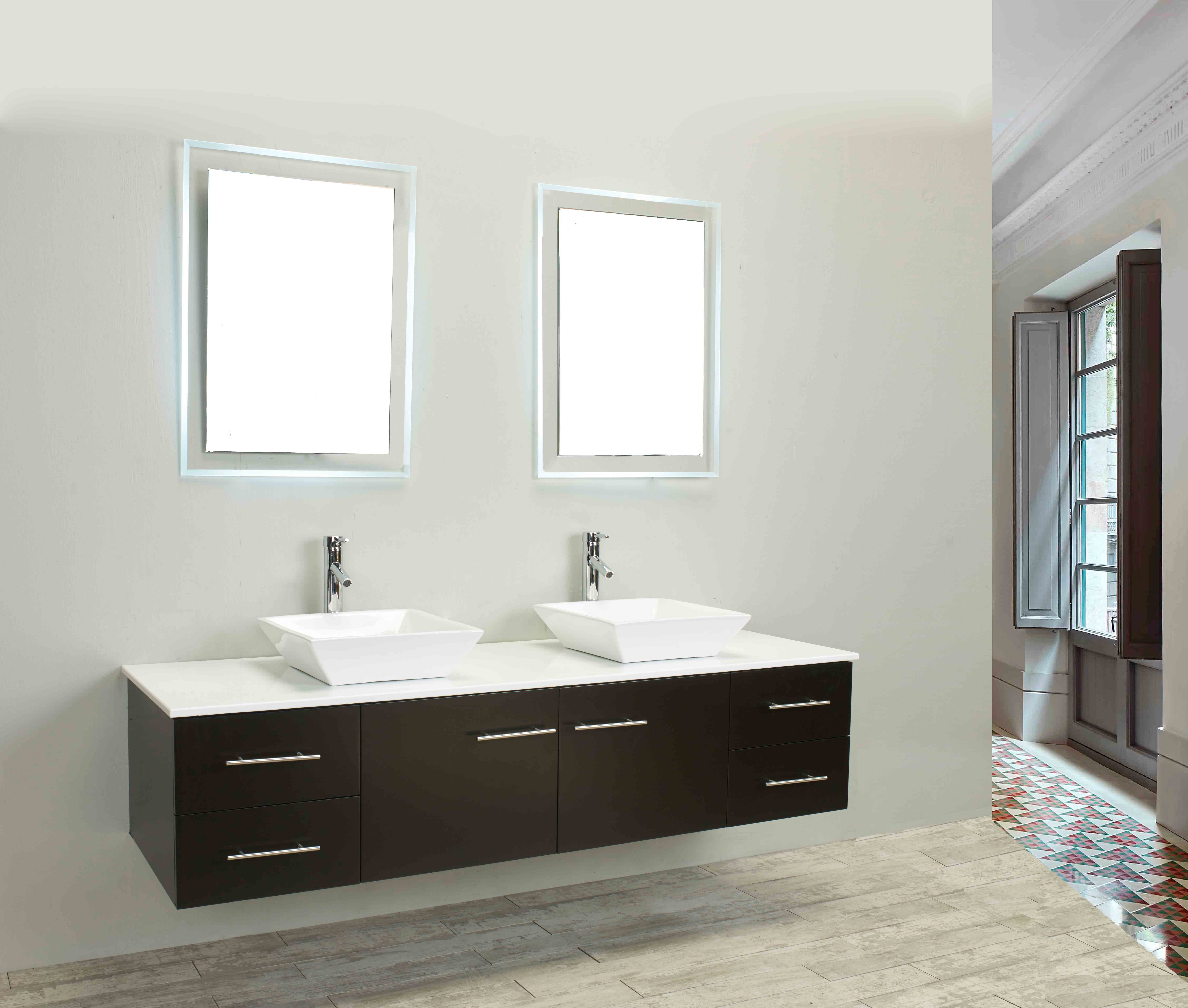 Orren Ellis Vinit 60 Wall Mounted Double Bathroom Vanity Set Orren Ellis Vinit 60 Wall Mounted