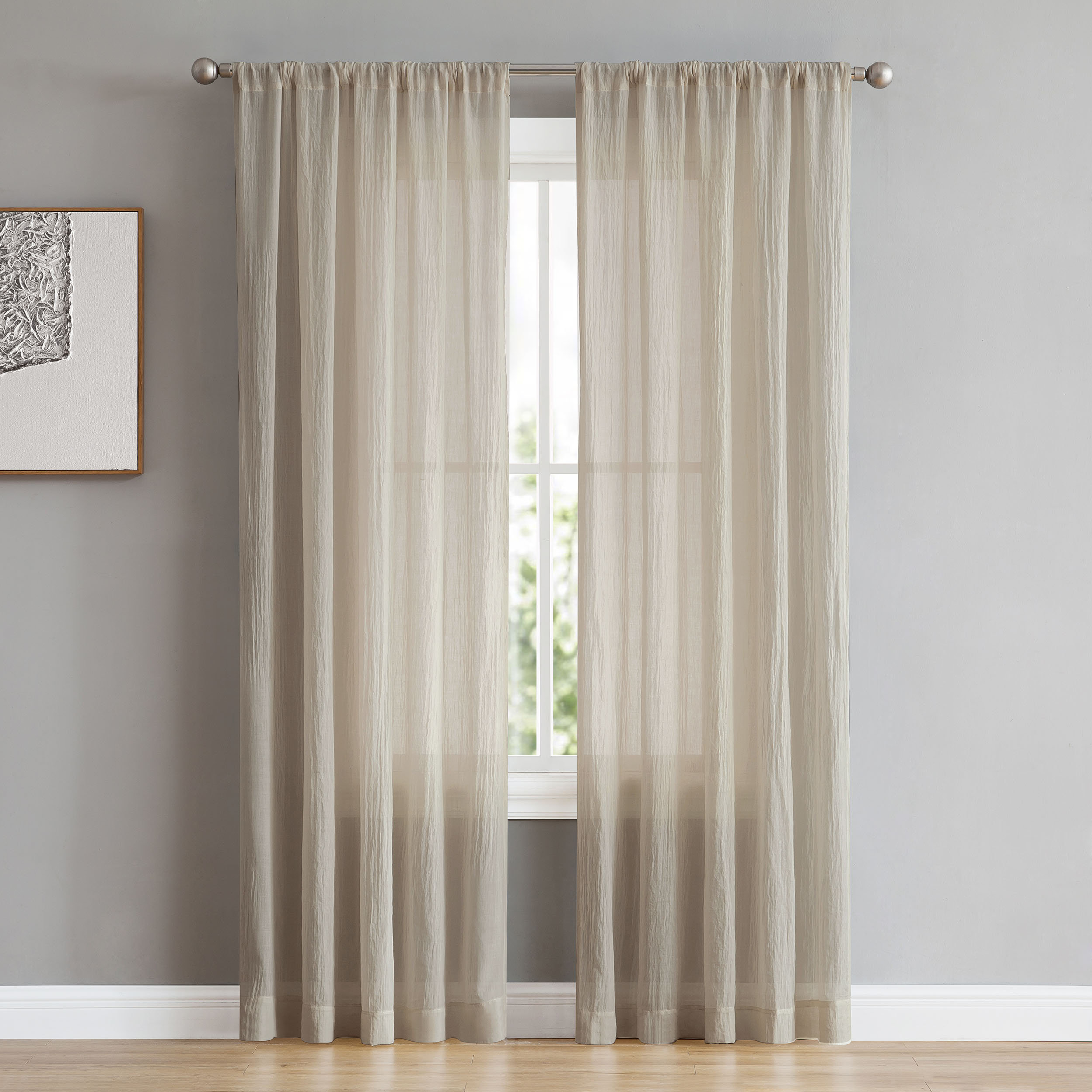 French Connection Keaton Window Solid Semi Sheer Curtain Panels