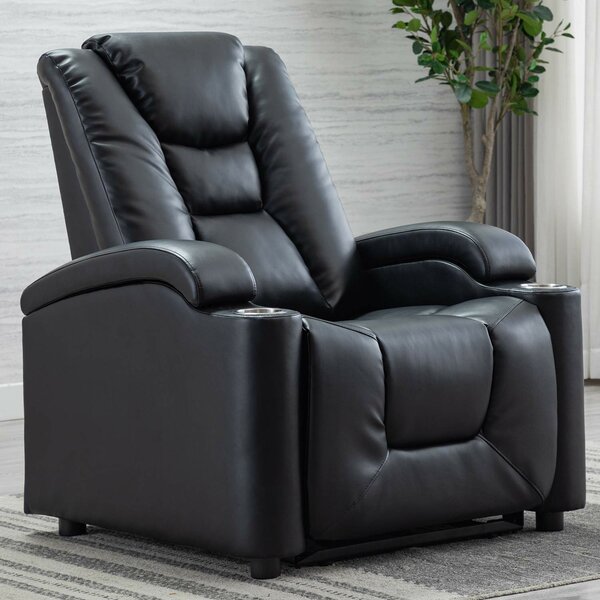 Electric Power Recliner Chair Faux Leather Home Theater Individual Seating By Red Barrel Studio