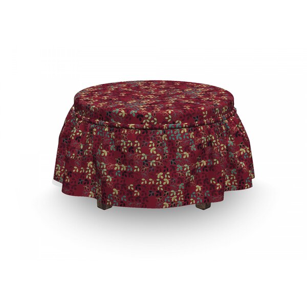 Foliage Silhouette Motif Ottoman Slipcover (Set Of 2) By East Urban Home