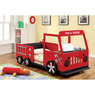 Fire Engine Twin Car Bed With Shelves Fire Engine Twin Car Bed With Shelves