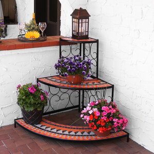 3-Tier Step Style Mosaic Tiled Indoor/Outdoor Corner Display Shelf Plant Stand