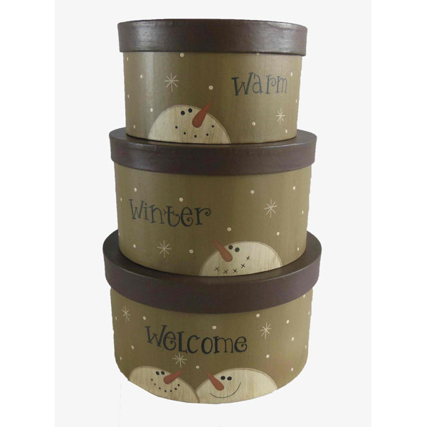 Craft Outlet 3 Piece Warm Winter Welcome Round Nesting Box Set