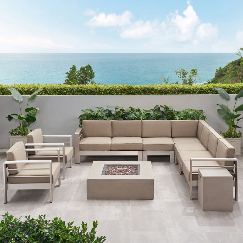 Brayden Studio Gosport Outdoor LShaped 9 Piece Sectional Seating Group