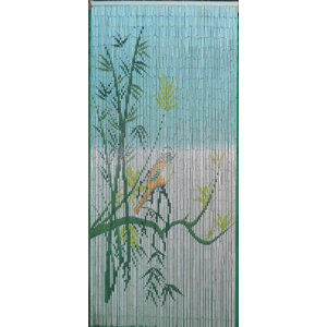 Bird On A Bamboo Tree Scene Graphic Print & Text Semi-Sheer Single Curtain Panel