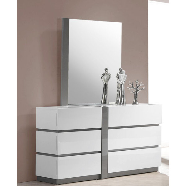 #1 Kajal 6 Drawer Double Dresser With Mirror By Orren Ellis 2019 Online