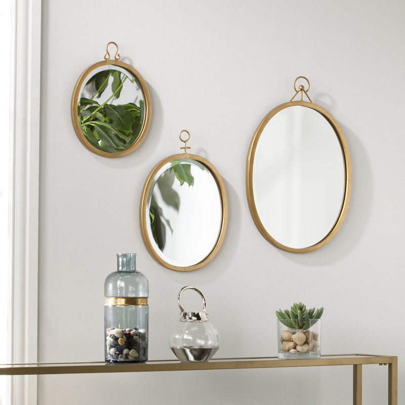 Brayden Studio 3 Piece Oval Metal Frame Mirror Set Wayfair 3 Piece Oval Metal Frame Mirror Set