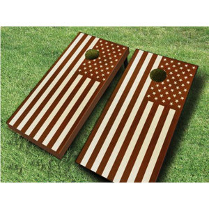 Stained US Flag Cornhole Set