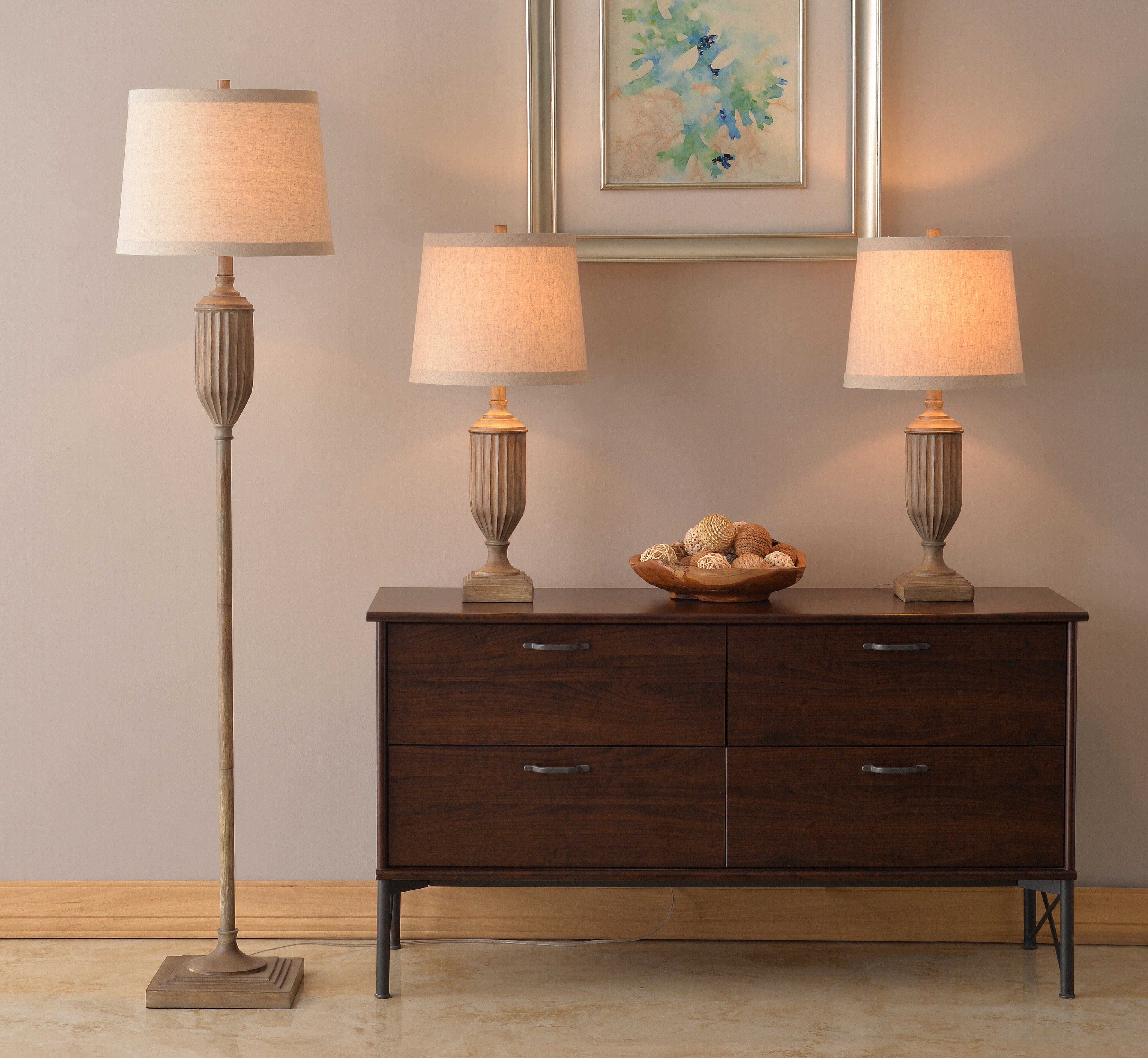 Charlton Home Schuck Buffet Floor And Table Lamp Set Reviews