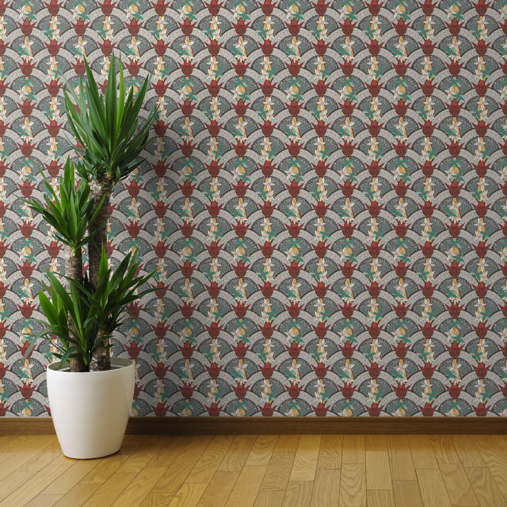 Bay Isle Home Art Deco Jungle Wallpaper Art Deco Deco Fleur Art