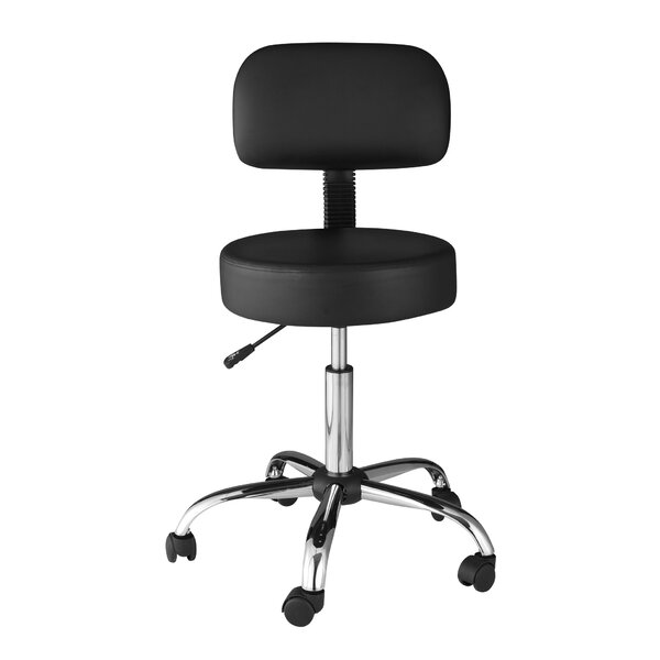 Height Adjustable Lab Stool with Back Cushion by OneSpace