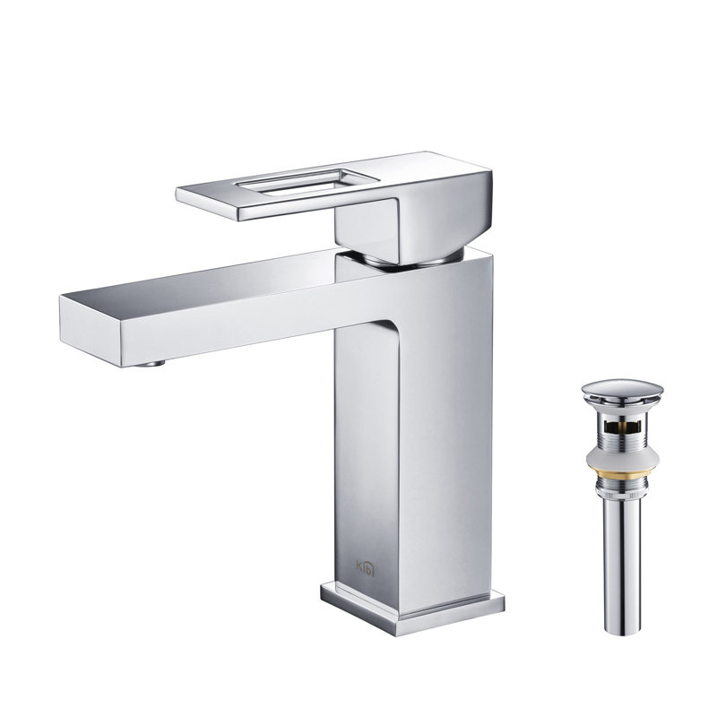 Kibi Usa Cube Br Handle Single Hole Bathroom Faucet With Drain Kibi Usa Cube Br Handle Single Hole