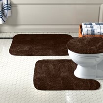 Chocolate Brown ORKNEY Warm Soft Bath & Toilet Pedestal Mat 2-Piece Bathroom Set