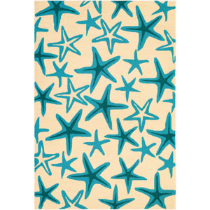 Bennington Hand-Woven Beige/Azure Indoor/Outdoor Area Rug