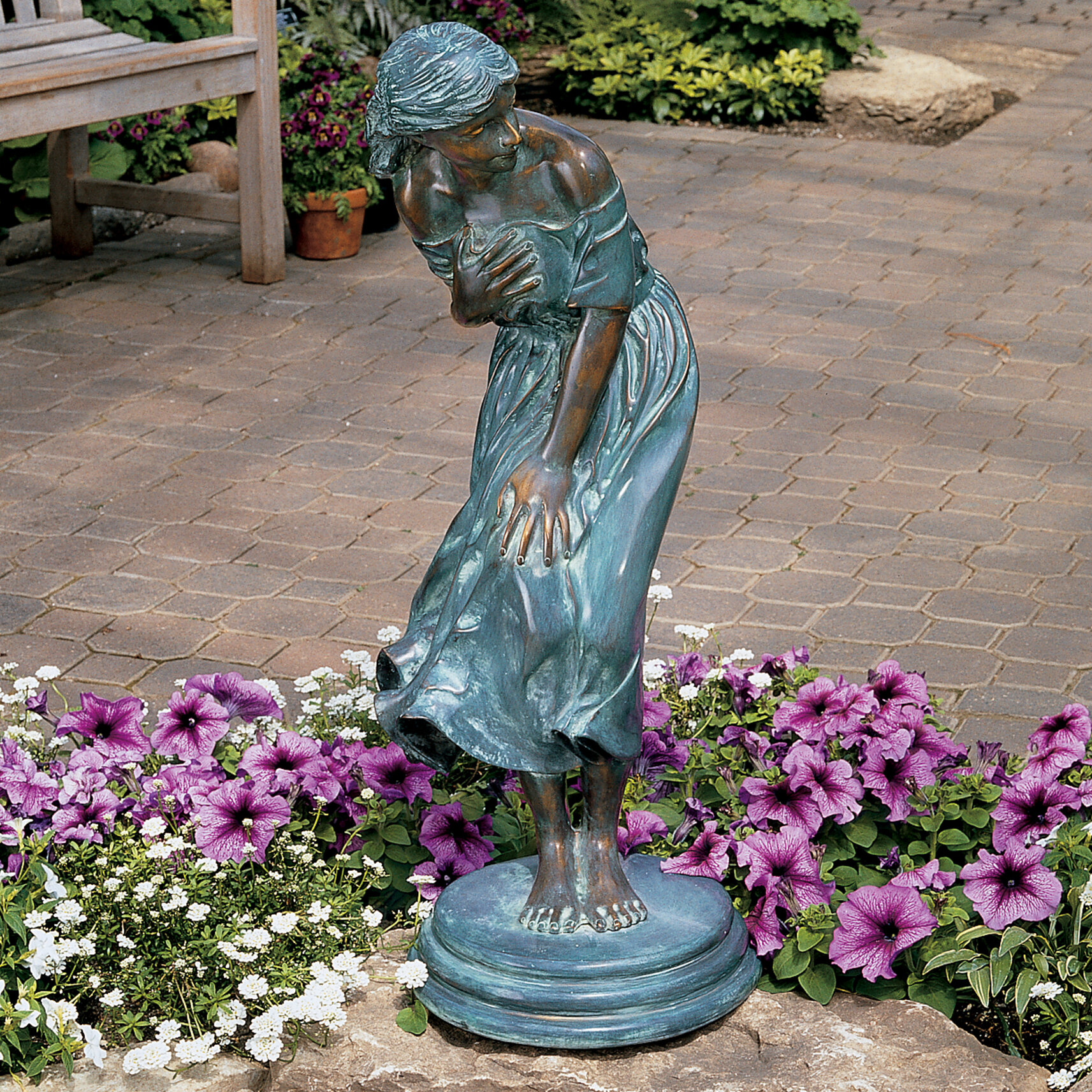 Design Toscano The Windblown Maiden Cast Bronze Garden Statue Wayfair