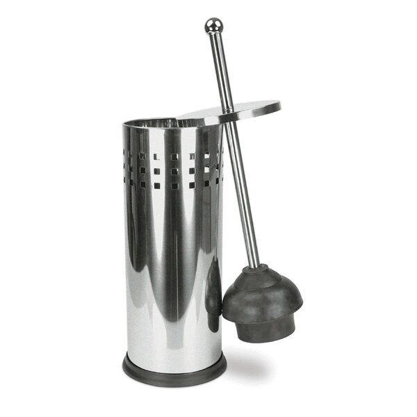 Stainless Steel Free Standing Toilet Plunger by Home Basics