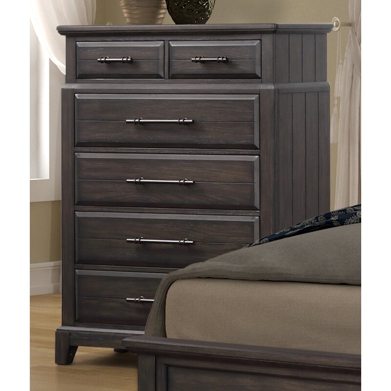 Gracie Oaks Kreutzer 5 Drawer Espresso Chest Wayfair